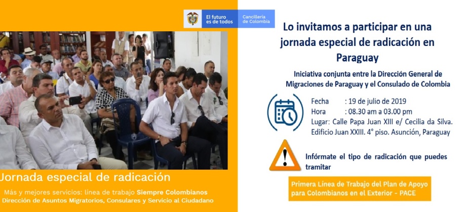 Jornada especial de radicación en Asunción, el 19 de julio de 2019