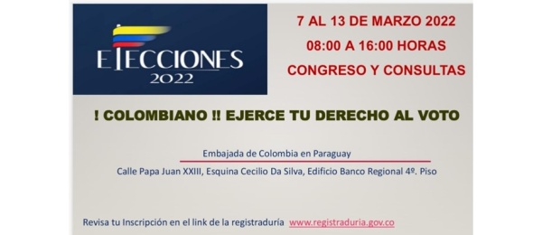 Elecciones legislativas y consultas 2022 de colombianos en el exterior