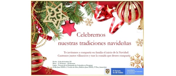 Consulado de Colombia en Asunción invita a los connacionales a compartir las tradiciones de la Navidad este 13 de diciembre  de 2019